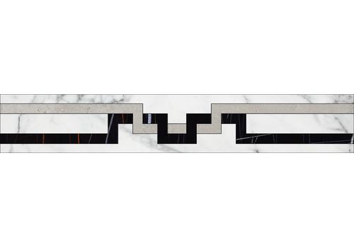 MARBLE TREND Carrara Белый Матовый Бордюр Гидроабраз. резка 10*60 K-1000/MR/f01-cut/100x600, фото 1