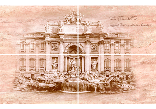 TRAVERTIN Fontana di Trevi Панно 50*80 ( из 4-х частей) TR-P-FTR, фото 1